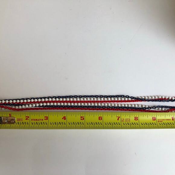 Vintage 70s Red White Blue Disco Ball Tassel Necklace 22" - Picture 3 of 6